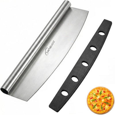 Cortador de pizza multifuncional de acero inoxidable con cubierta protectora
