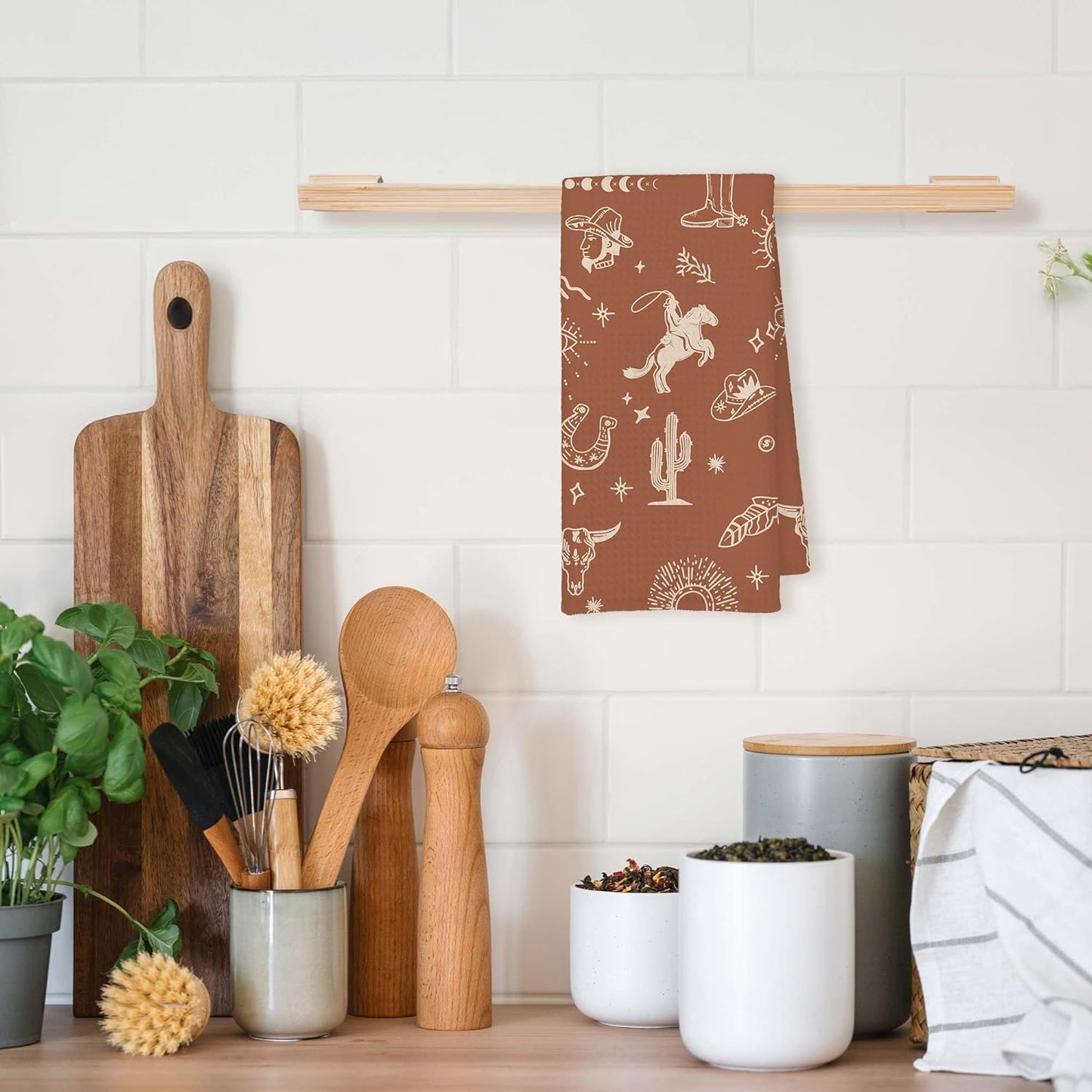 Toallas de cocina boho occidental retro country Southwest cactus 16x24