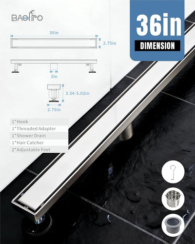 Drenaje ducha níquel cepillado 36pulg acero inox