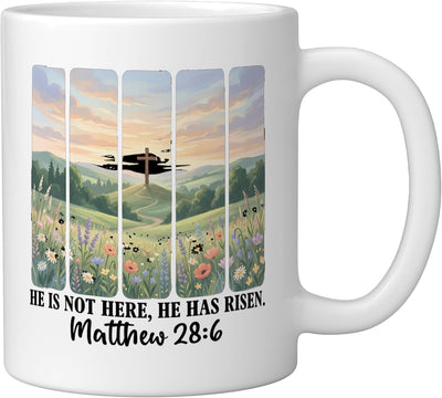 Taza Cerámica Versículo Mateo 28 6 Blanco