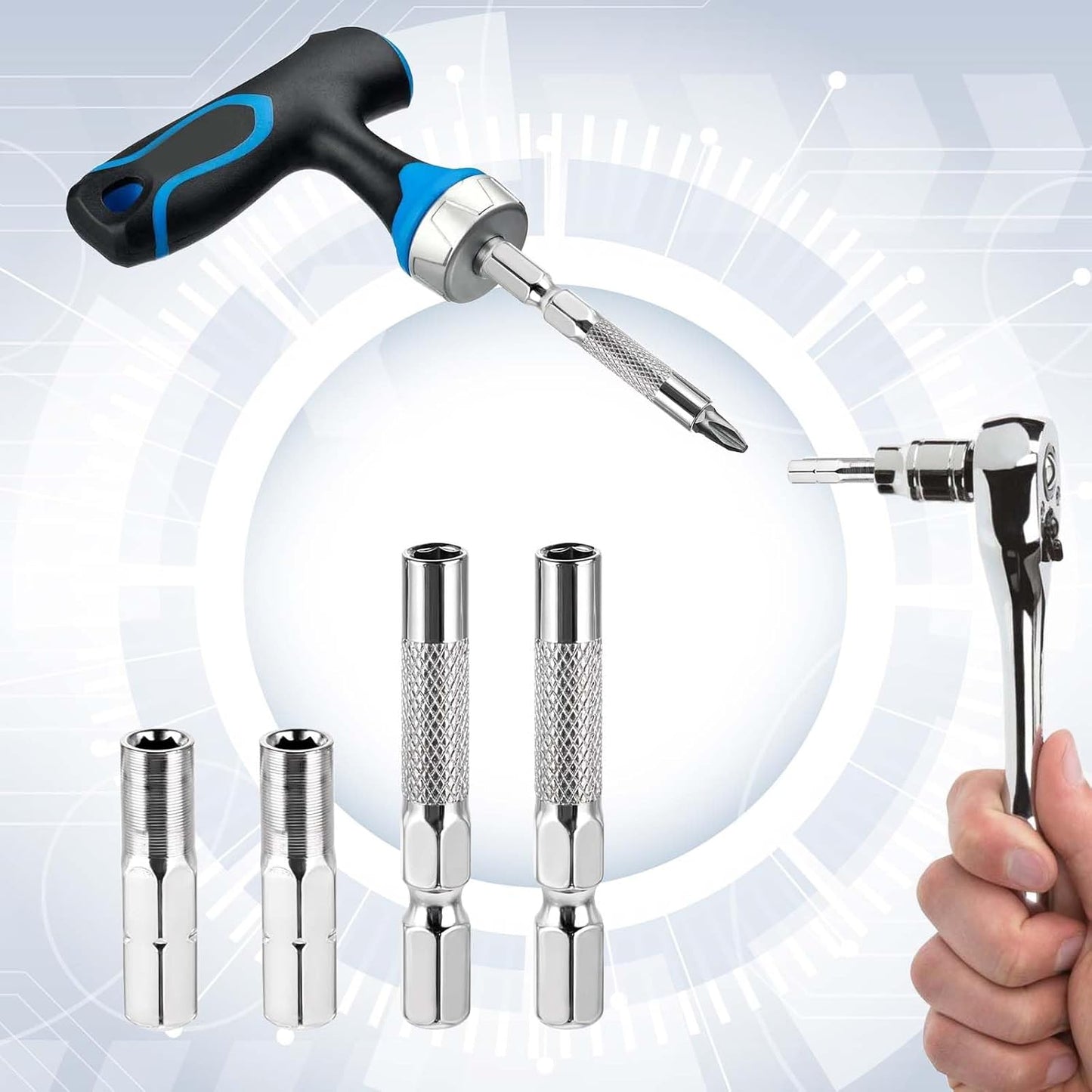 8 Adaptadores Broca 1/4 a 0.157pulg Magnéticos Soporte Extensión