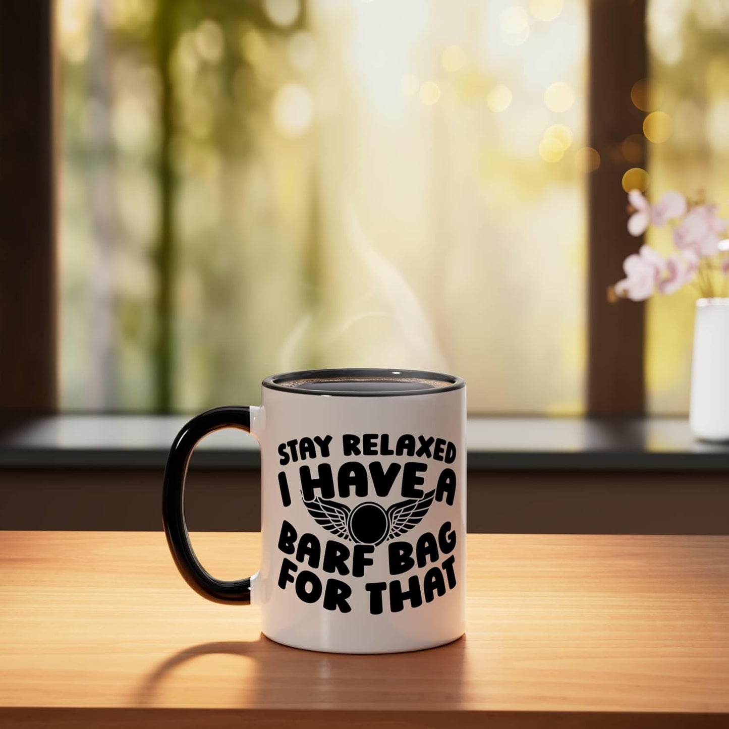 Taza cerámica para azafata Steward Cabin Crew negra/blanca