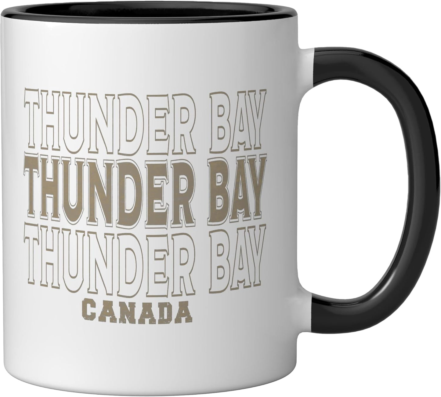 Taza cerámica Thunder Bay Canadá vintage negra/blanca