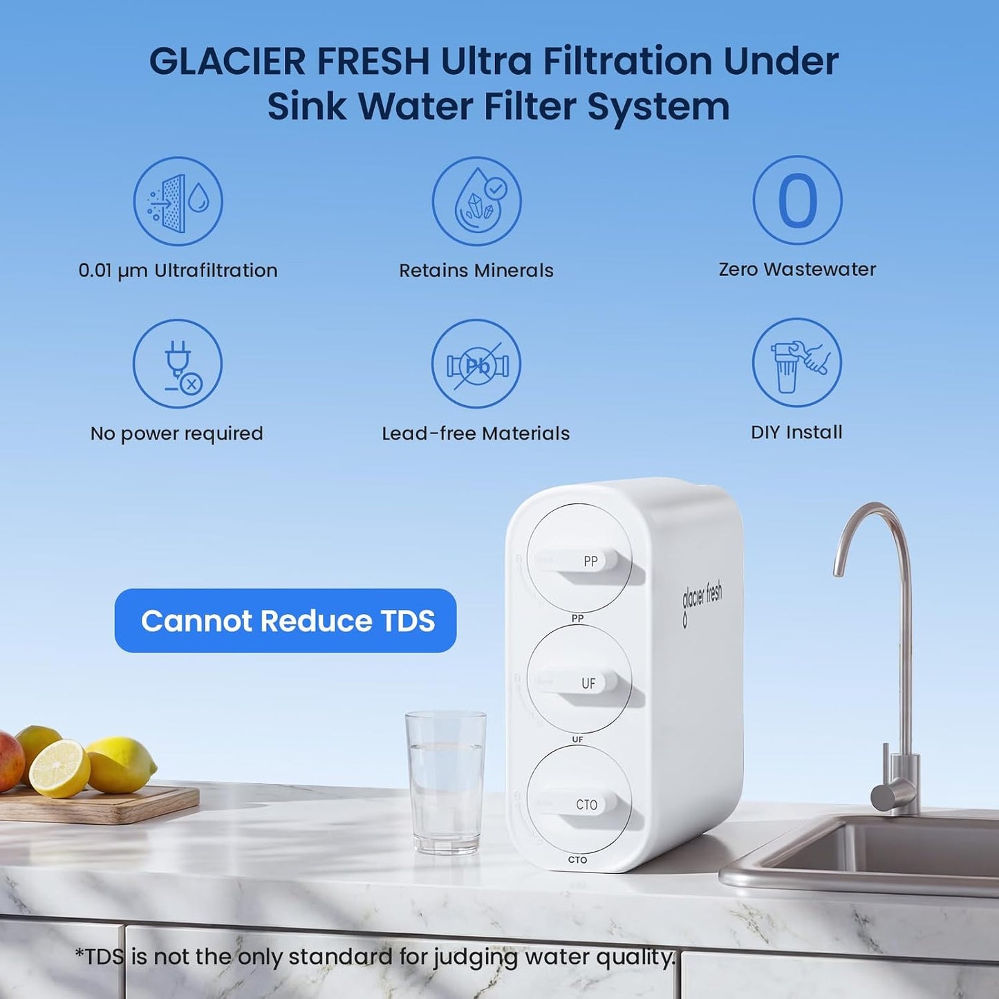 Sistema filtro agua fregadero sin tanque ultra compacto