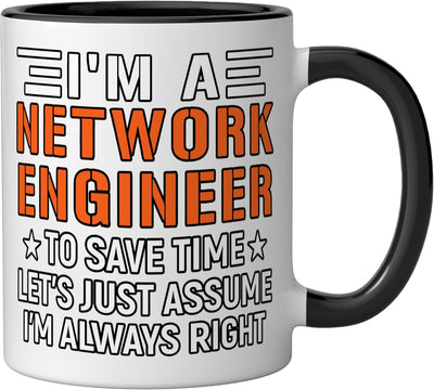 Mug cerámico para técnico de red con frases divertidas VLAN negro/blanco