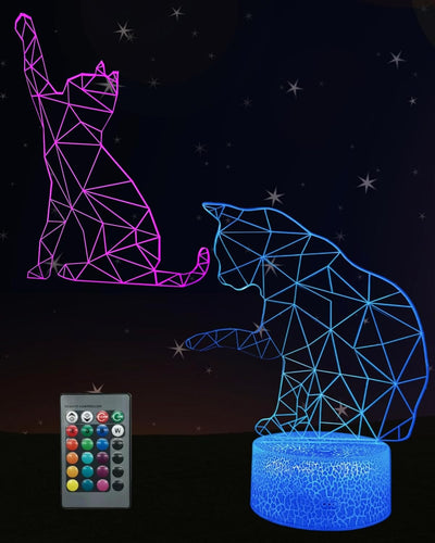 Luz nocturna gato para niño con lámpara 3D 16 colores tactil
