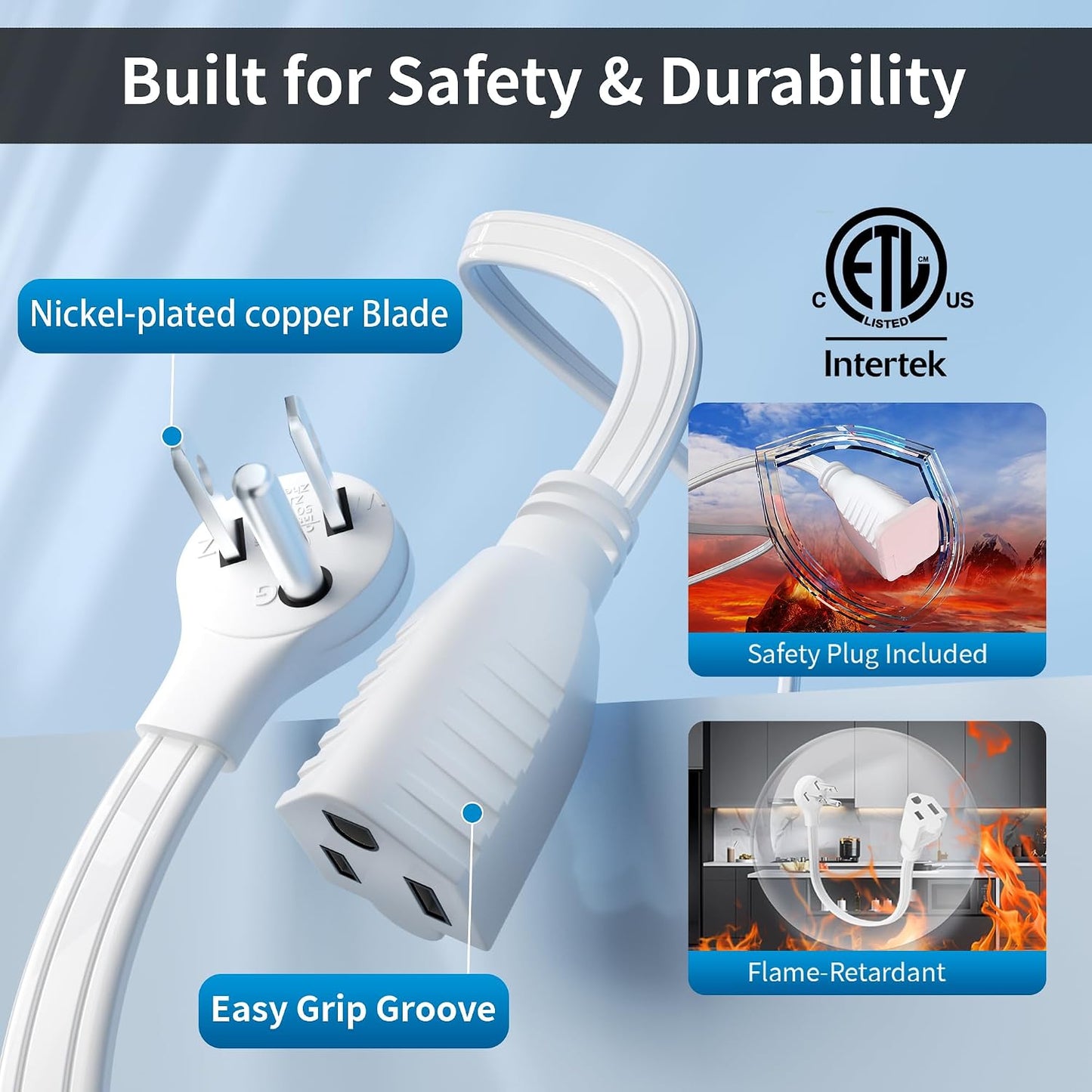 Cable extensión plano 5ft 2 pzas 3 puertos 14 AWG