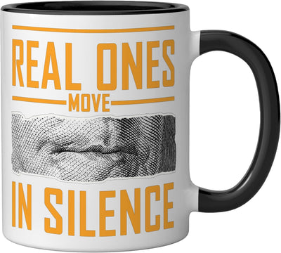 Taza cerámica con diseño gráfico naranja en color real