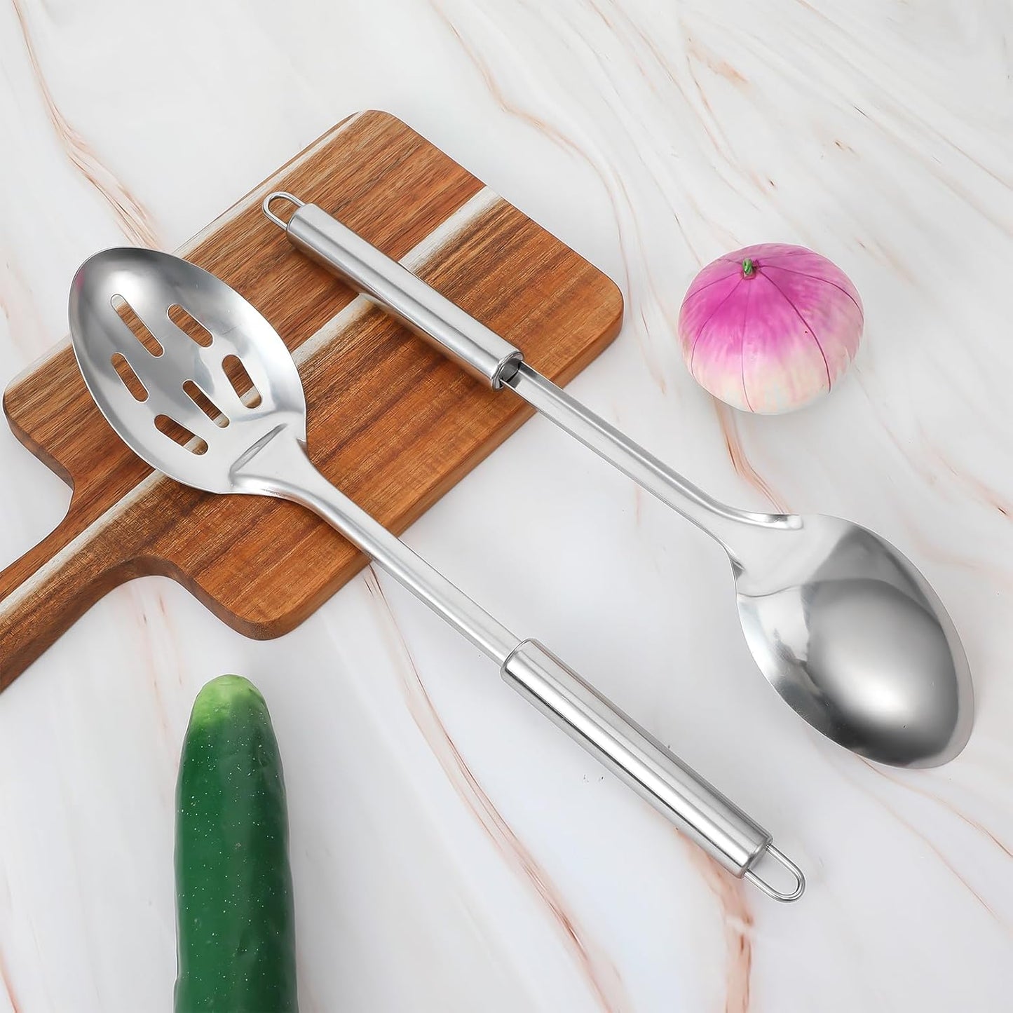 Set 2 Cucharas Acero Inox para Mezclar Servir