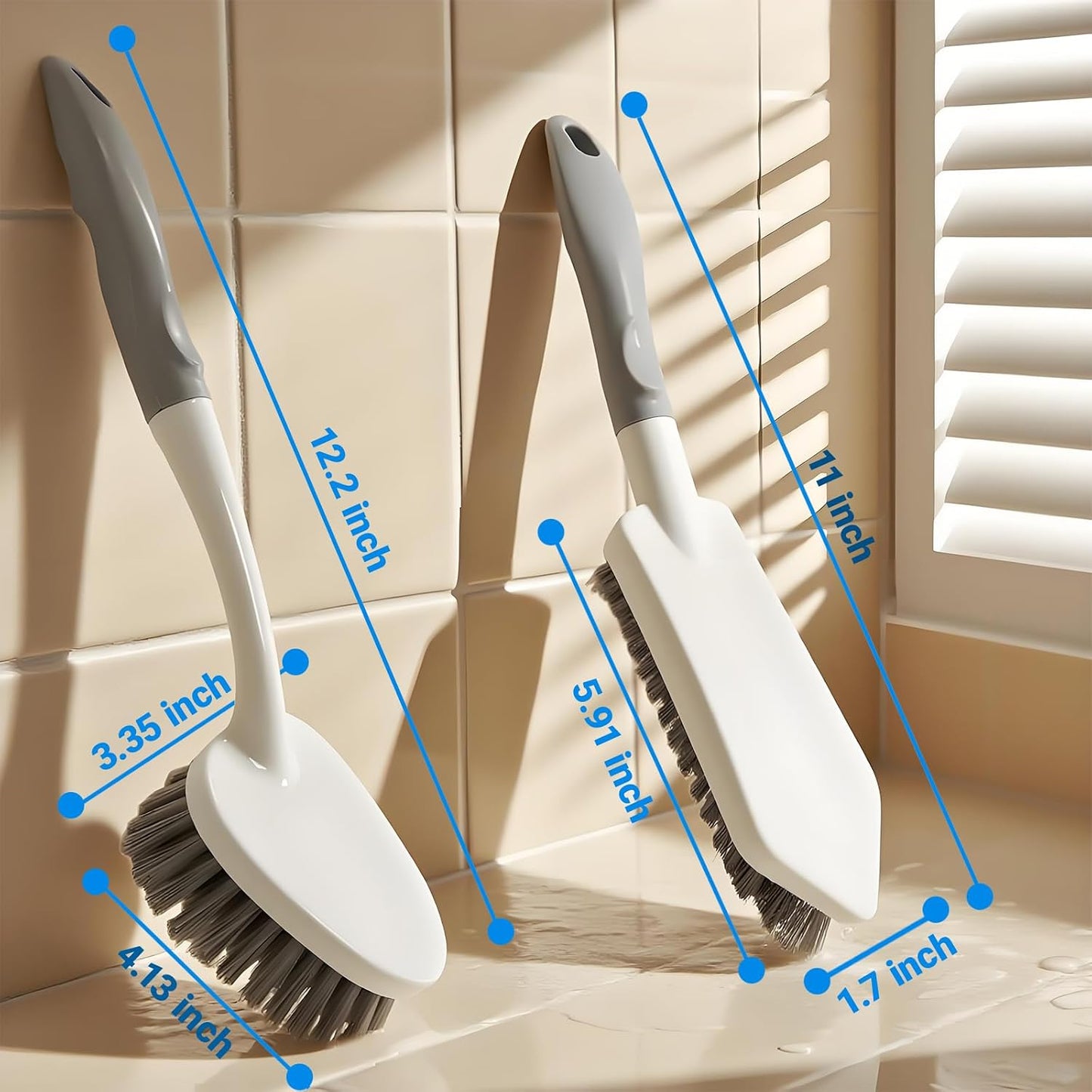 Set 2 Cepillos Servicio Pesado Cerdas Duras para Baño Ducha Piso