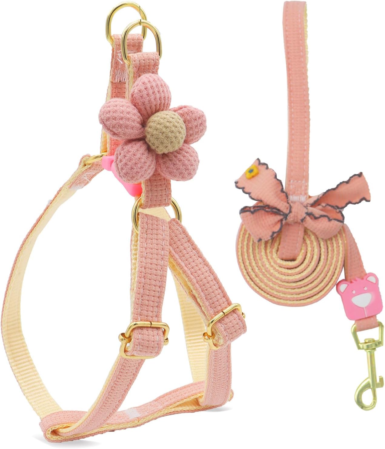 Arnés halter para perros pequeños con moño ajustable rosa