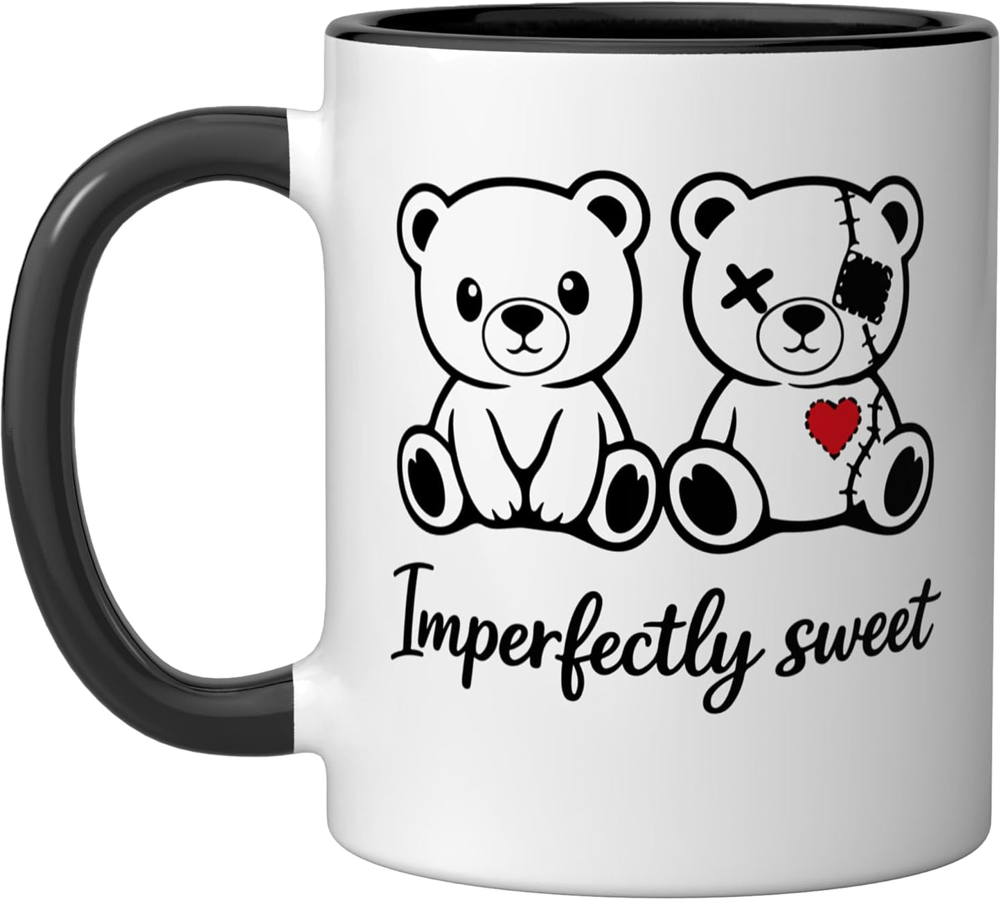 Taza de cerámica con osos lindos en negro y blanco
