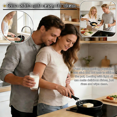 Sartén antiadherente 4.7pulg compatible inducción camping negro
