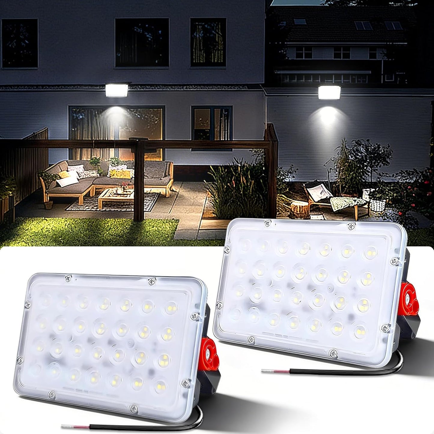 2 Luces LED Inundación Exterior IP65 Reflector Blanco