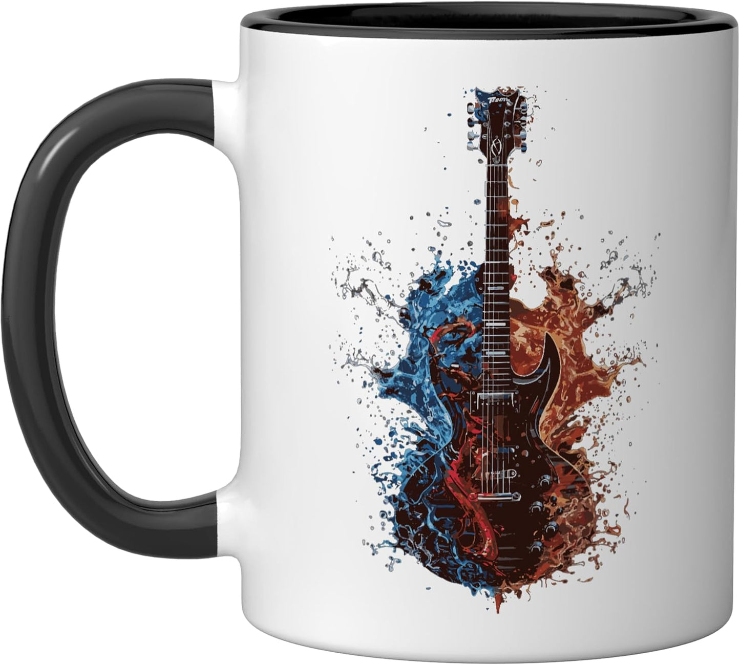 Taza Cerámica Guitarra Negro/Blanco