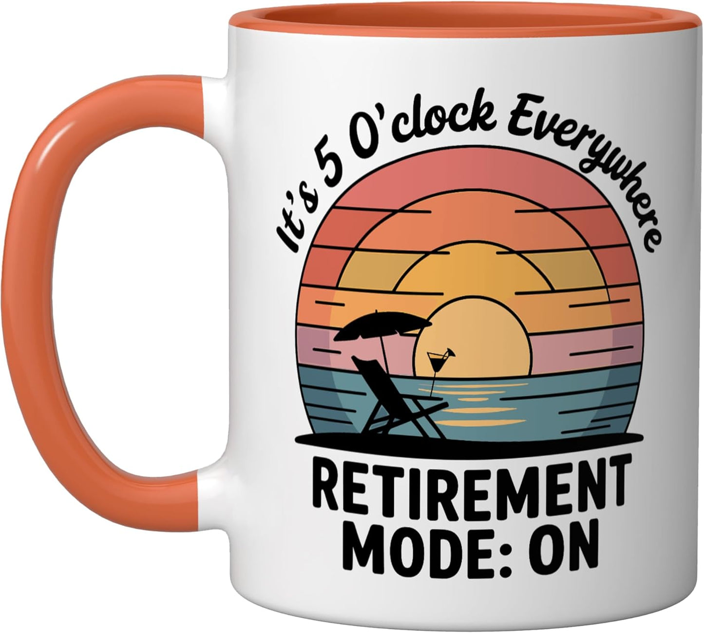 Taza cerámica para vacaciones en modo retiro, naranja/blanco