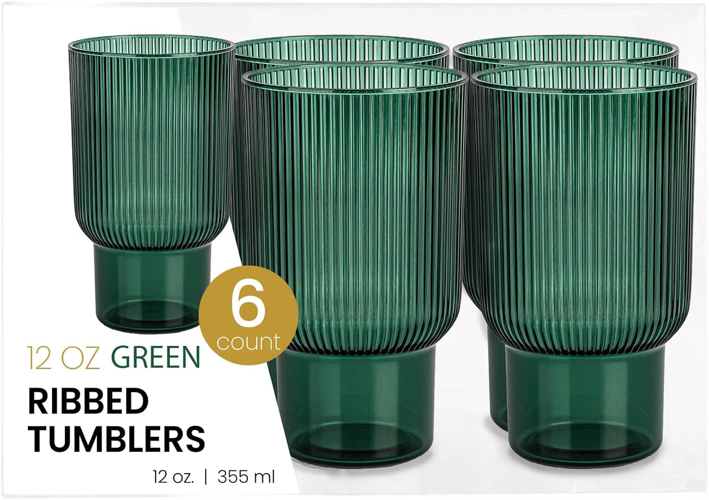 Vasos de plástico translúcidos verdes sin tallo para vino paquete de 6