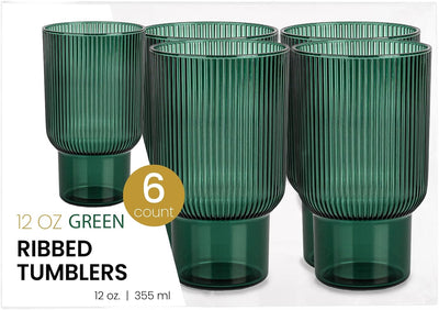 Vasos de plástico translúcidos verdes sin tallo para vino paquete de 6
