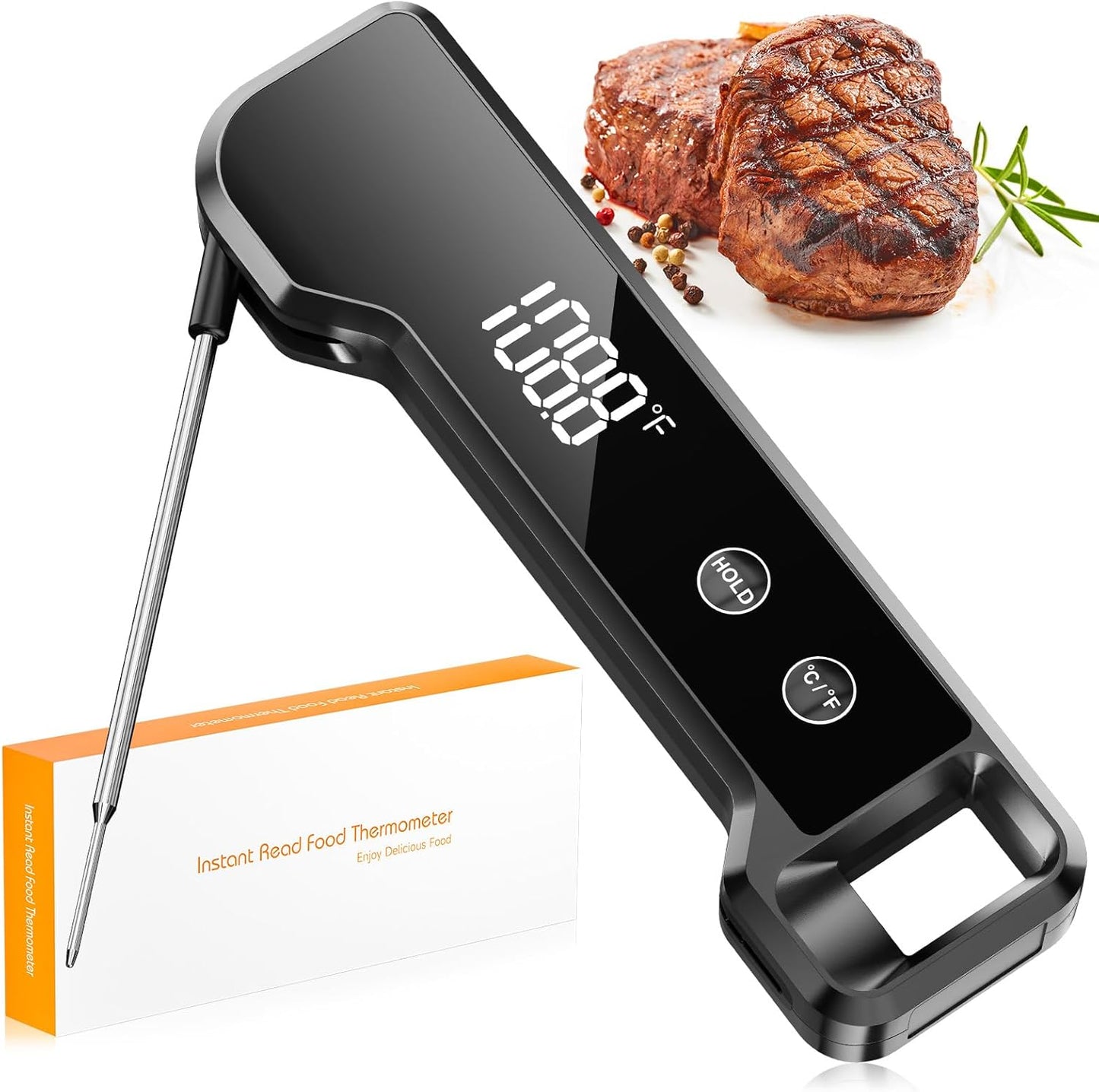 Termómetro digital para carne impermeable con pantalla LCD