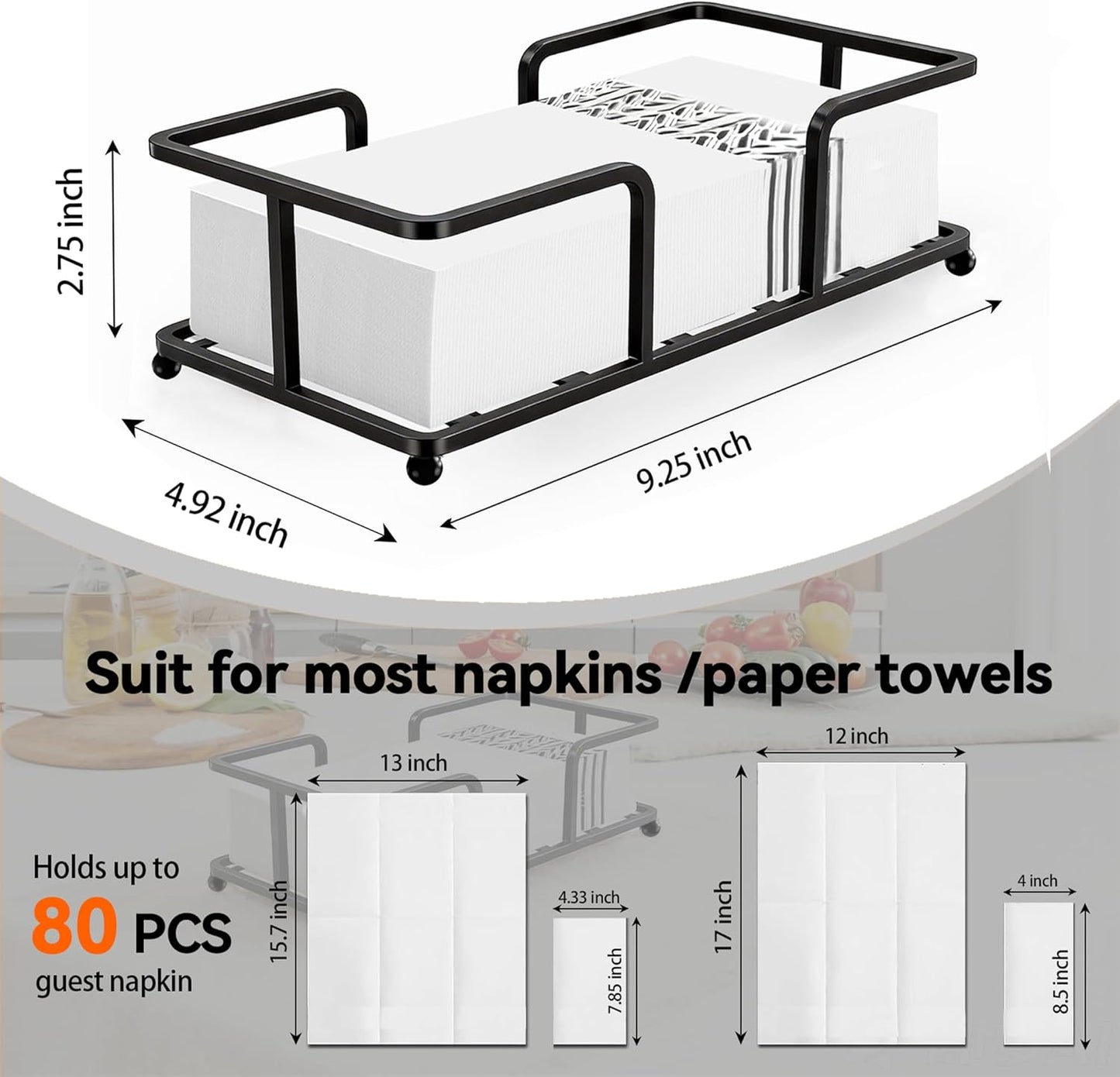 Toallero de papel para baño y cocina negro