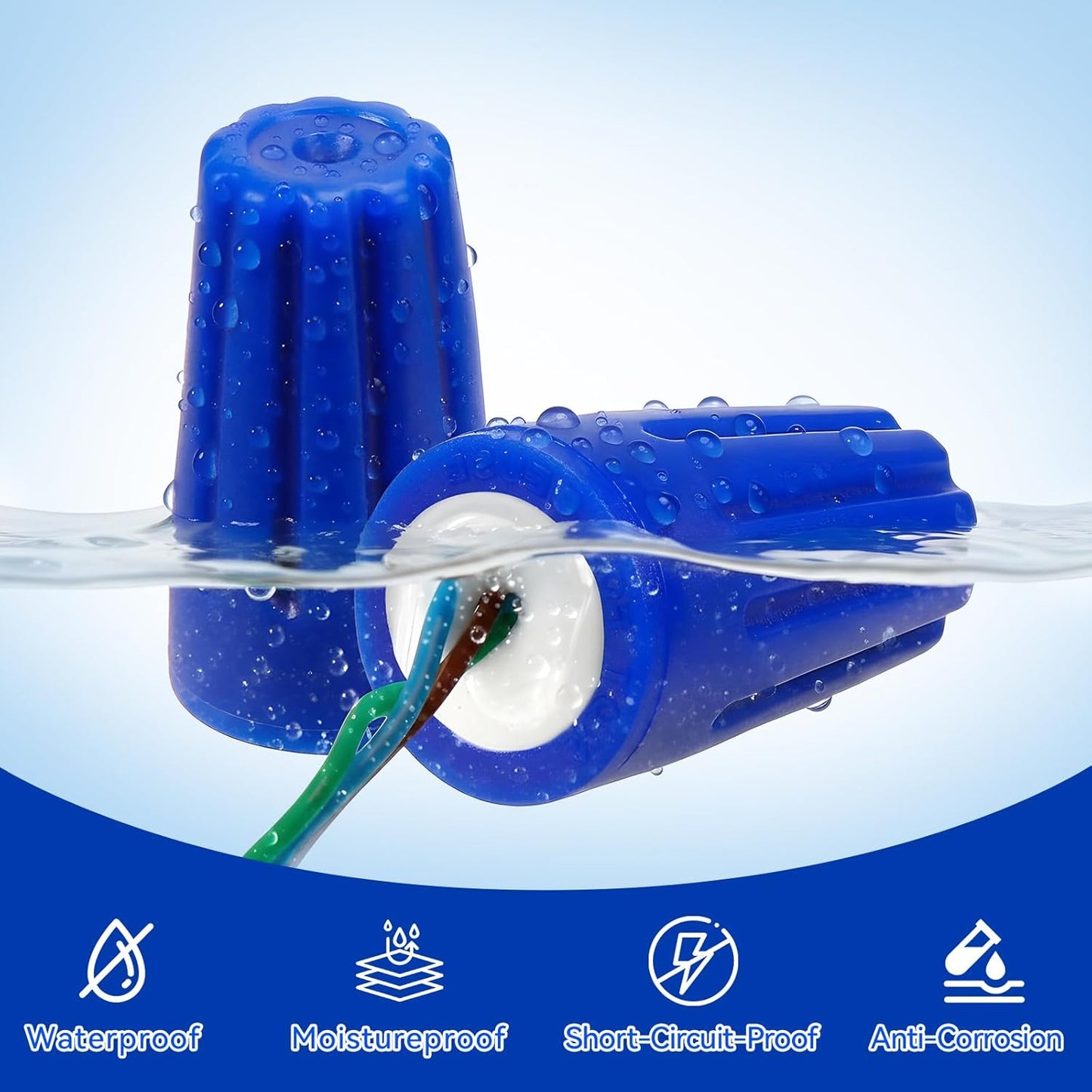 40 Tuercas Sellado Cable Impermeables Azules 22AWG-14AWG