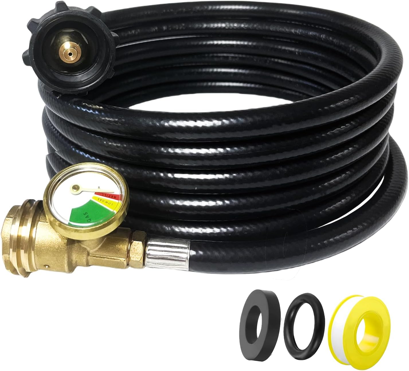 Manguera propano 12ft con manómetro para tanque LP 20-40lb RV