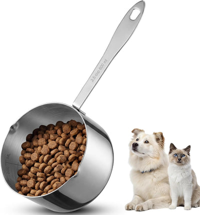 Cucharón para alimento de perro acero inoxidable con escala de medición 2.5 taza