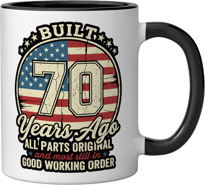 Taza Cerámica Bandera EE.UU. 70 Años Negro/Blanco