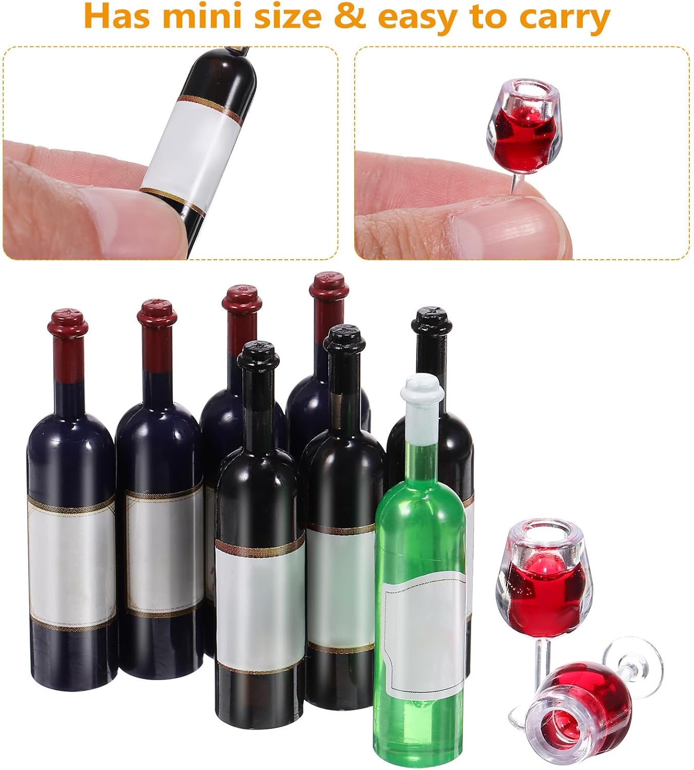 Juego de accesorios de cocina mini botellas y vasos de vino a escala 1:12
