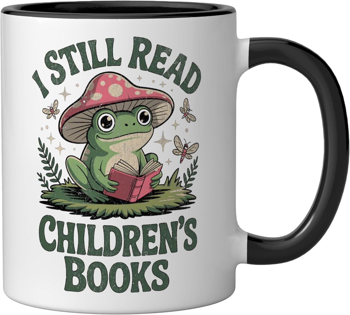 Taza cerámica retro frog mushroom black/white