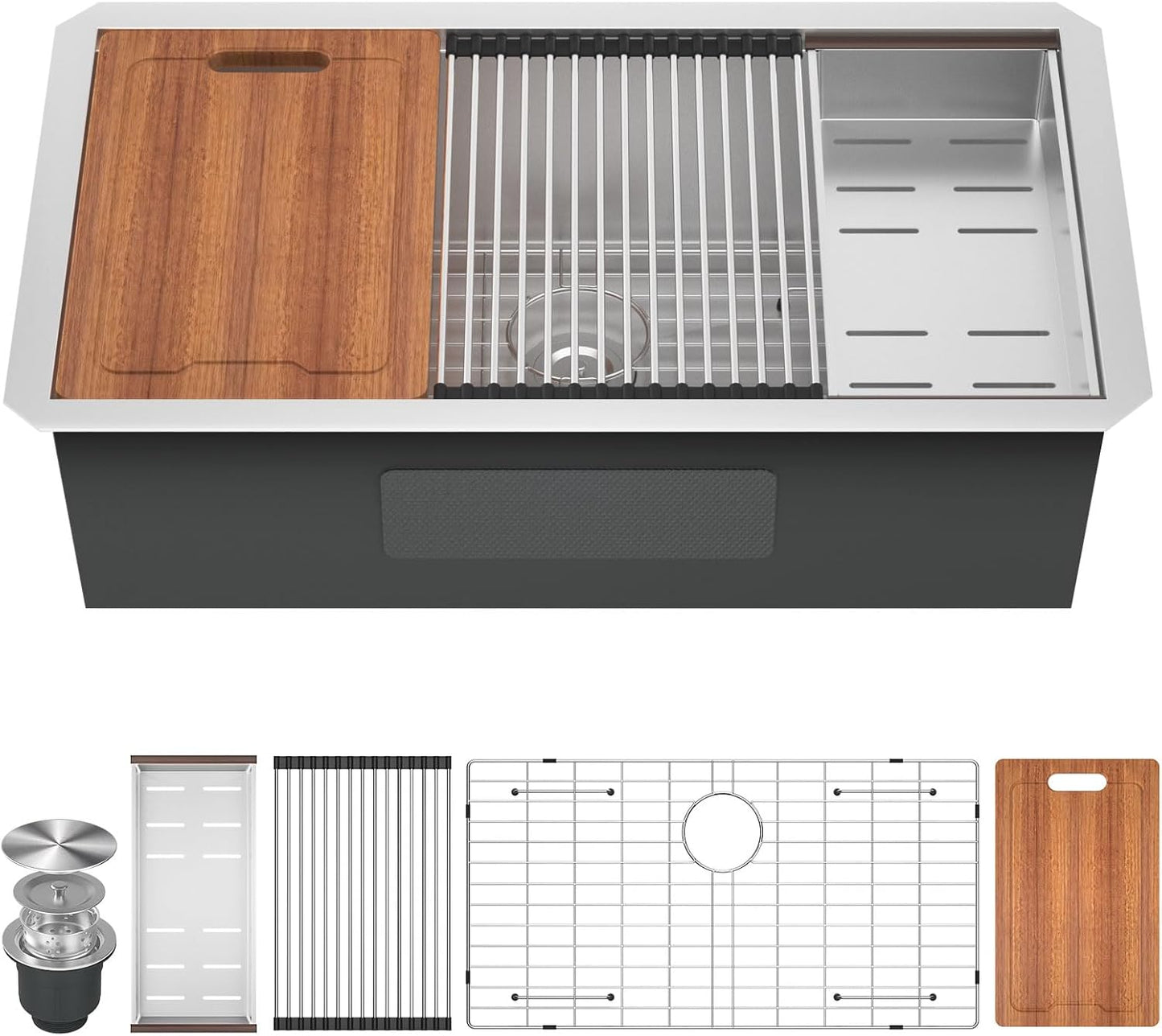 Fregadero cocina acero inox montaje inferior tazón 16