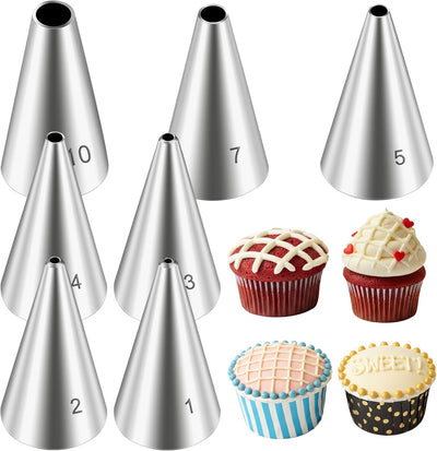 7 Pzas Puntas Tubo Redondo Acero Inox para Glaseado Cupcakes