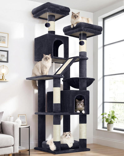 Árbol gatos 74pulg torre varios niveles rascadores 2 perchas felpa