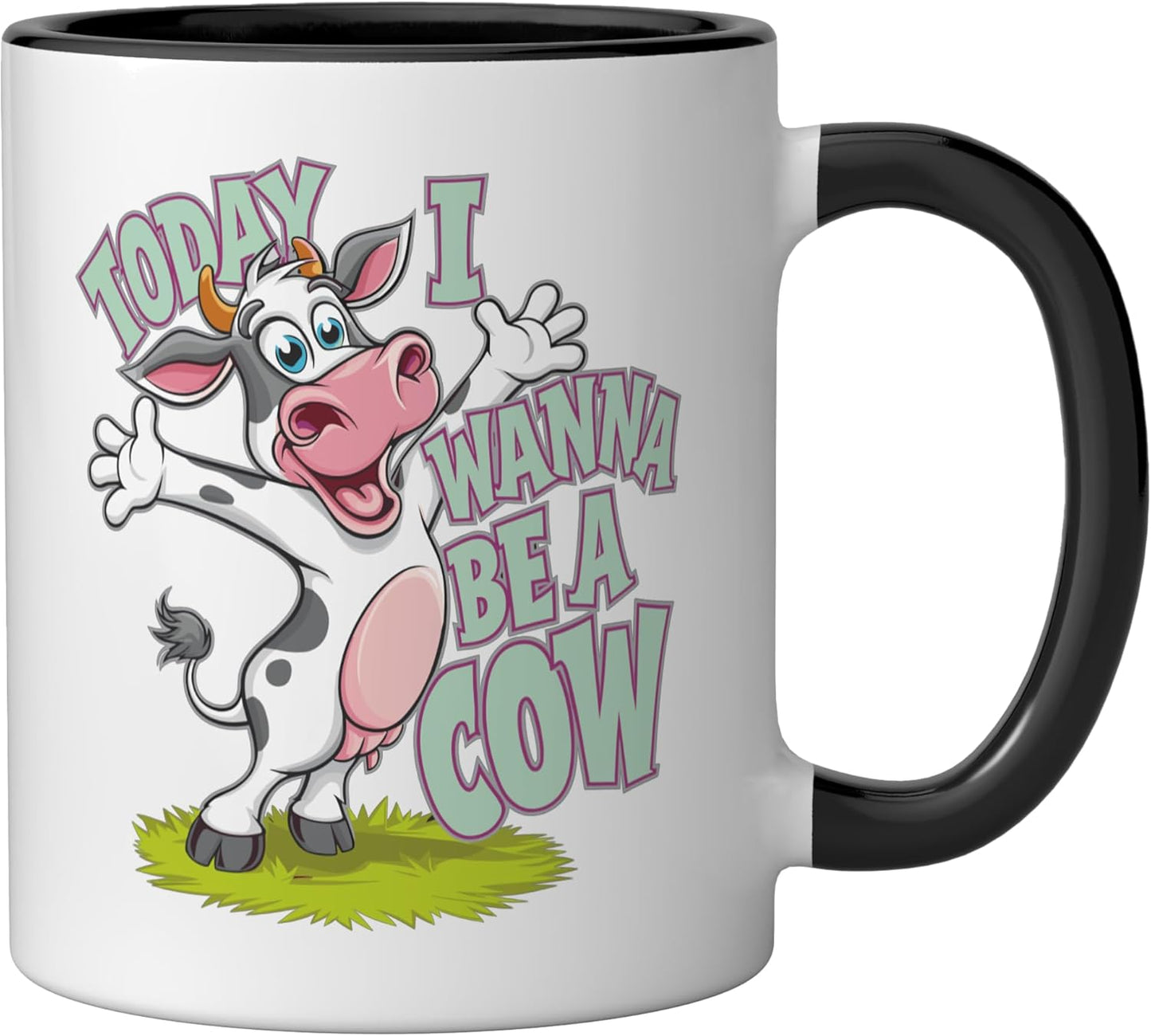 Taza cerámica de vaca negra/blanca diseño vaca
