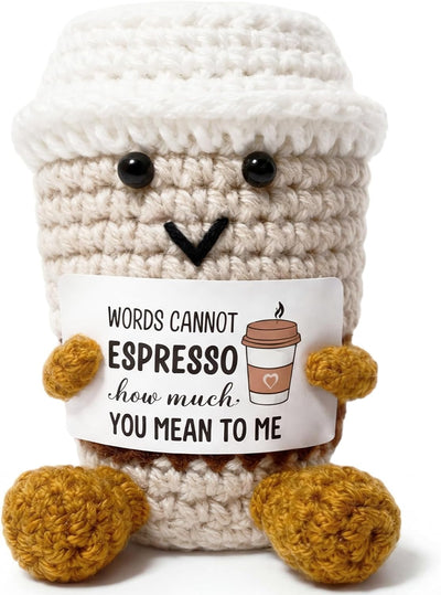 Taza ganchillo regalo café decoración escritorio