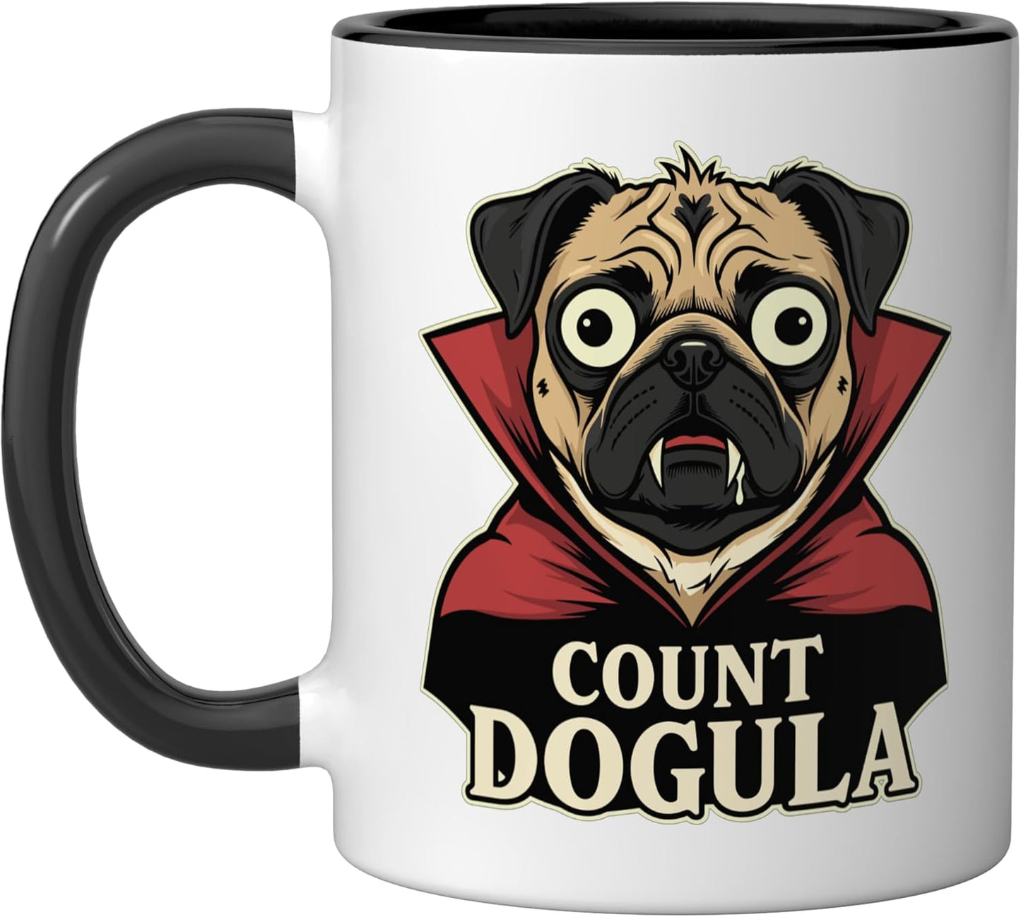 Taza cerámica para perros temática Halloween Dogula negra/blanca