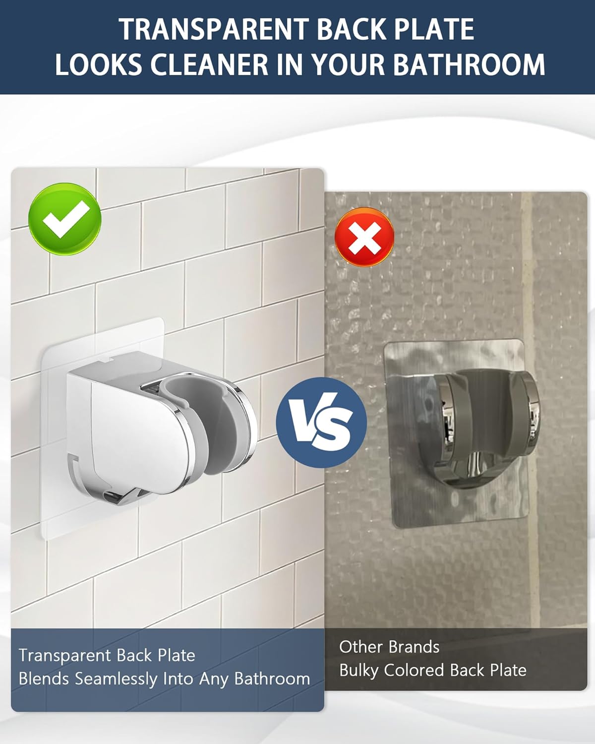 Soporte ducha manual ajustable pared adhesivo cromado