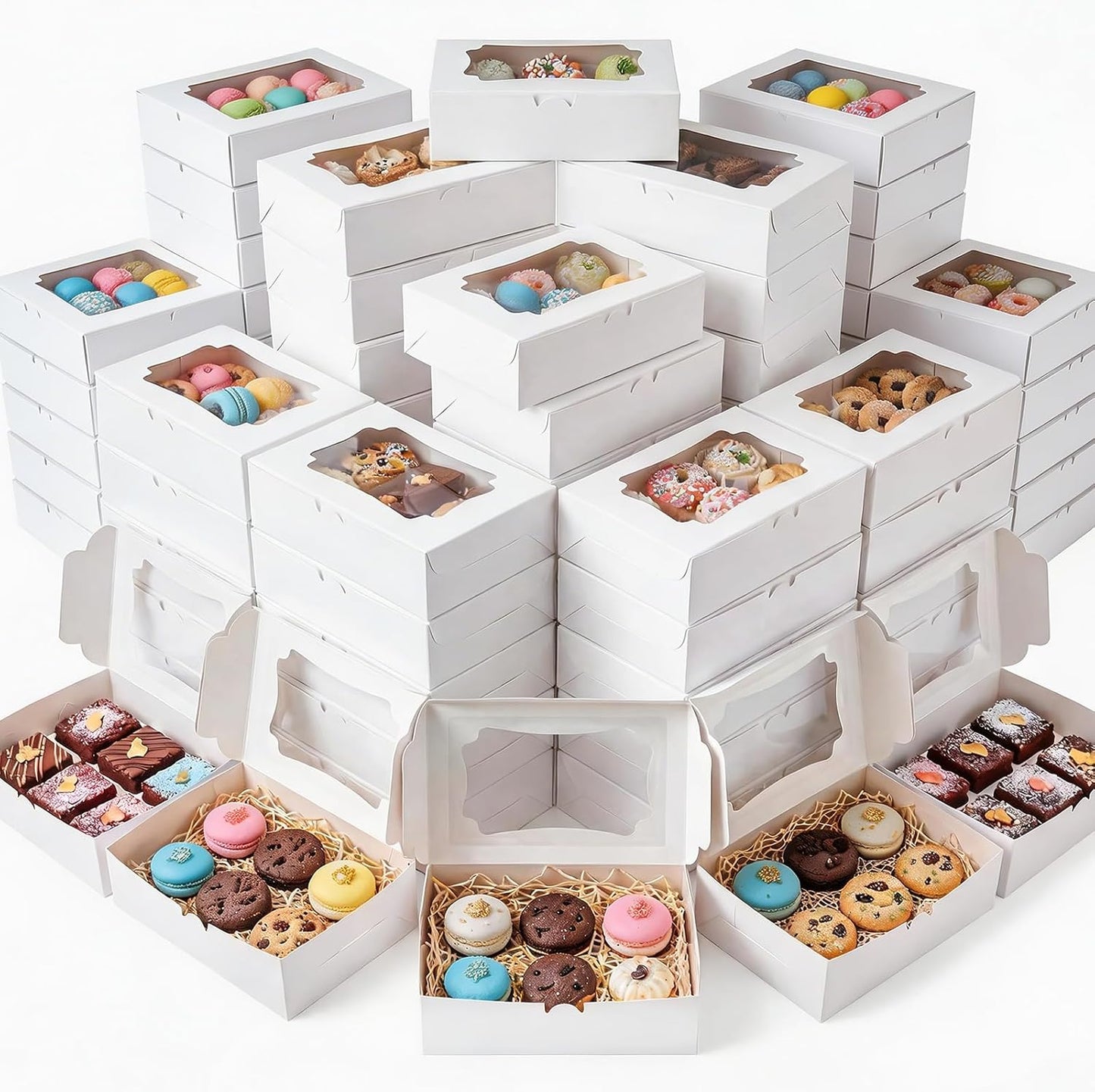 200 Cajas Panadería Rectangulares 8x6pulg Con Ventanas