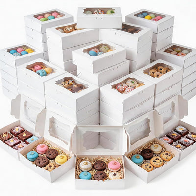 200 Cajas Panadería Rectangulares 8x6pulg Con Ventanas