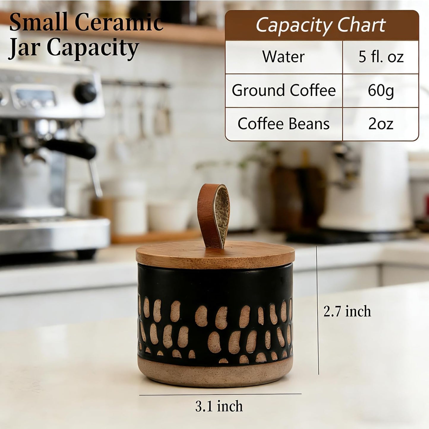 Tarro de cerámica con tapa hermética para salar, especias, azúcar y café