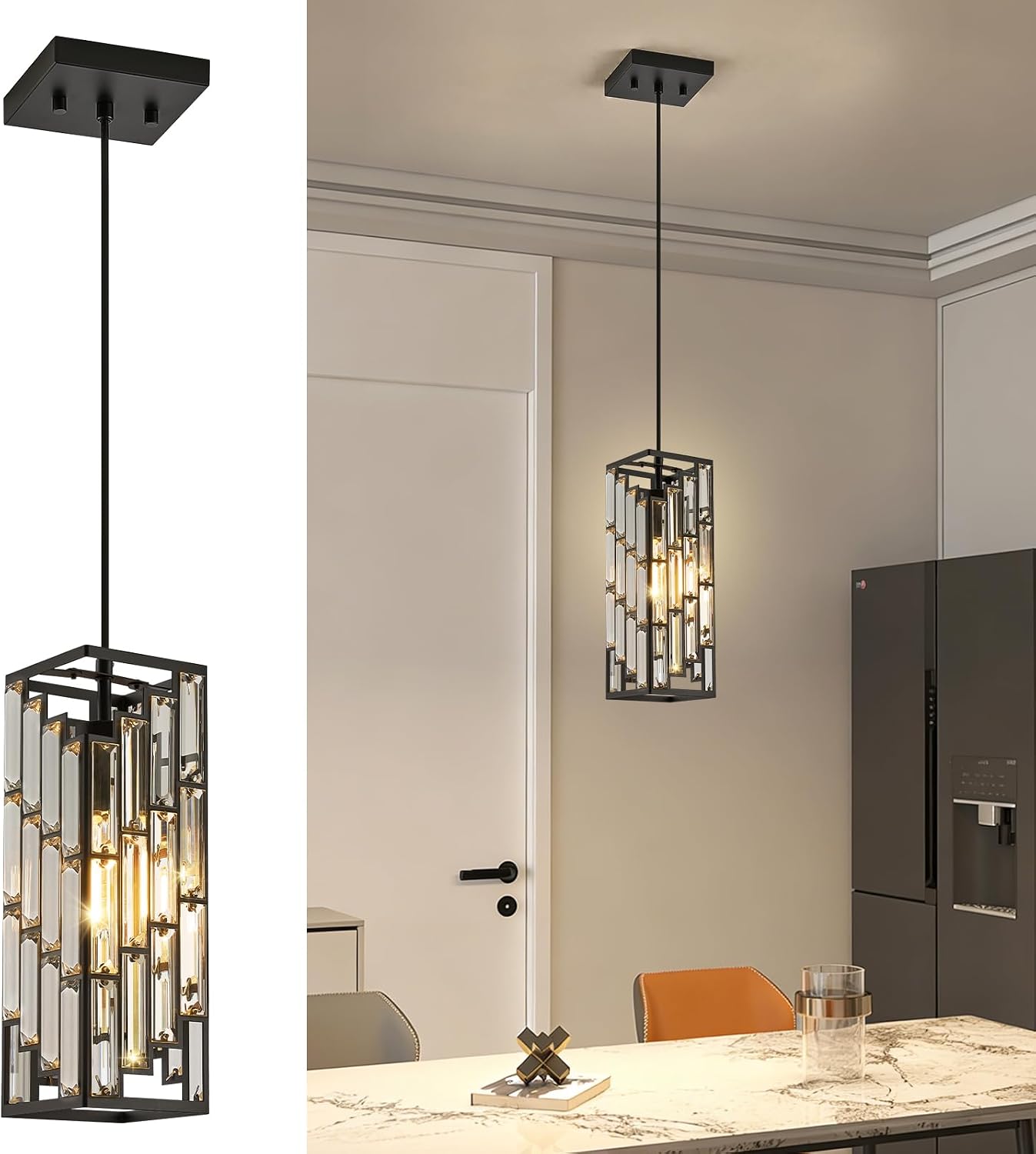 Luces colgantes negras isla cocina modernas ajustables