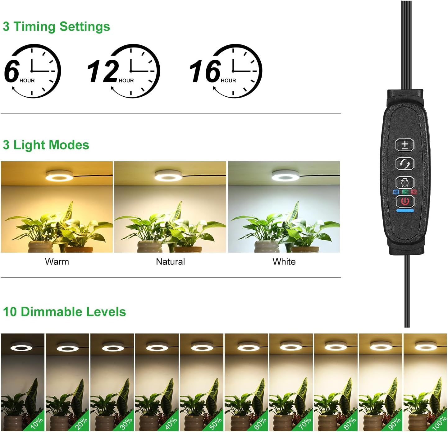 Lámpara LED cultivo plantas interior 3.54 espectro completo