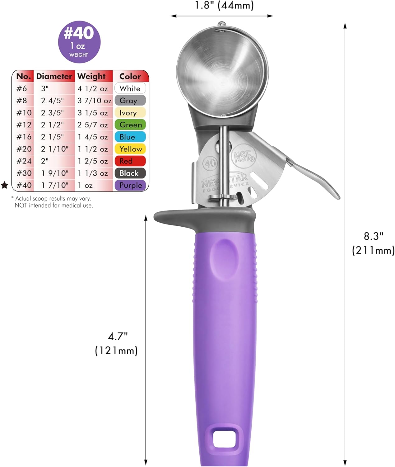 Cuchara acero inox 18-8 NSF certificado mango morado