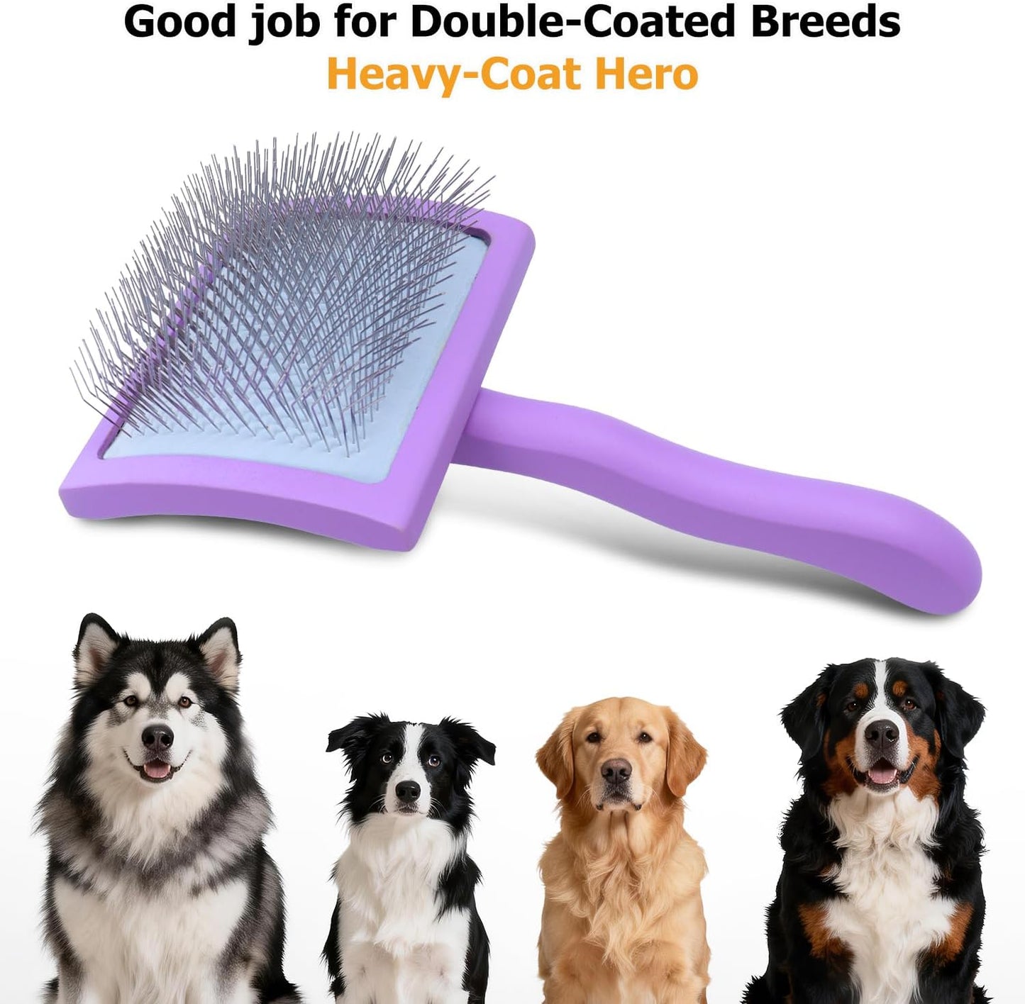Cepillo largo para perros de pelo grueso con mango madera