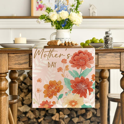 Camino de mesa Artoid con flores y hojas para día de la madre decoración de comedor 13x72
