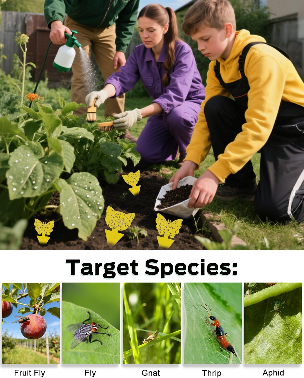 Trampas adhesivas amarillas para mosquitos plantas 100uds