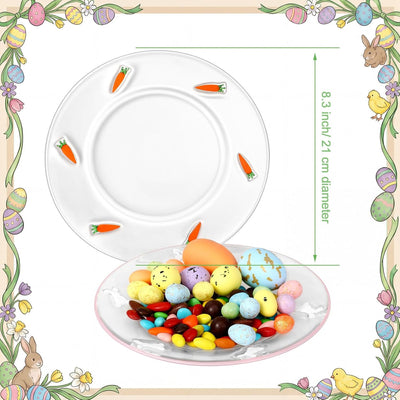 2 Pzas Plato Vidrio Pascua Diseño Conejo Zanahoria Decorativo