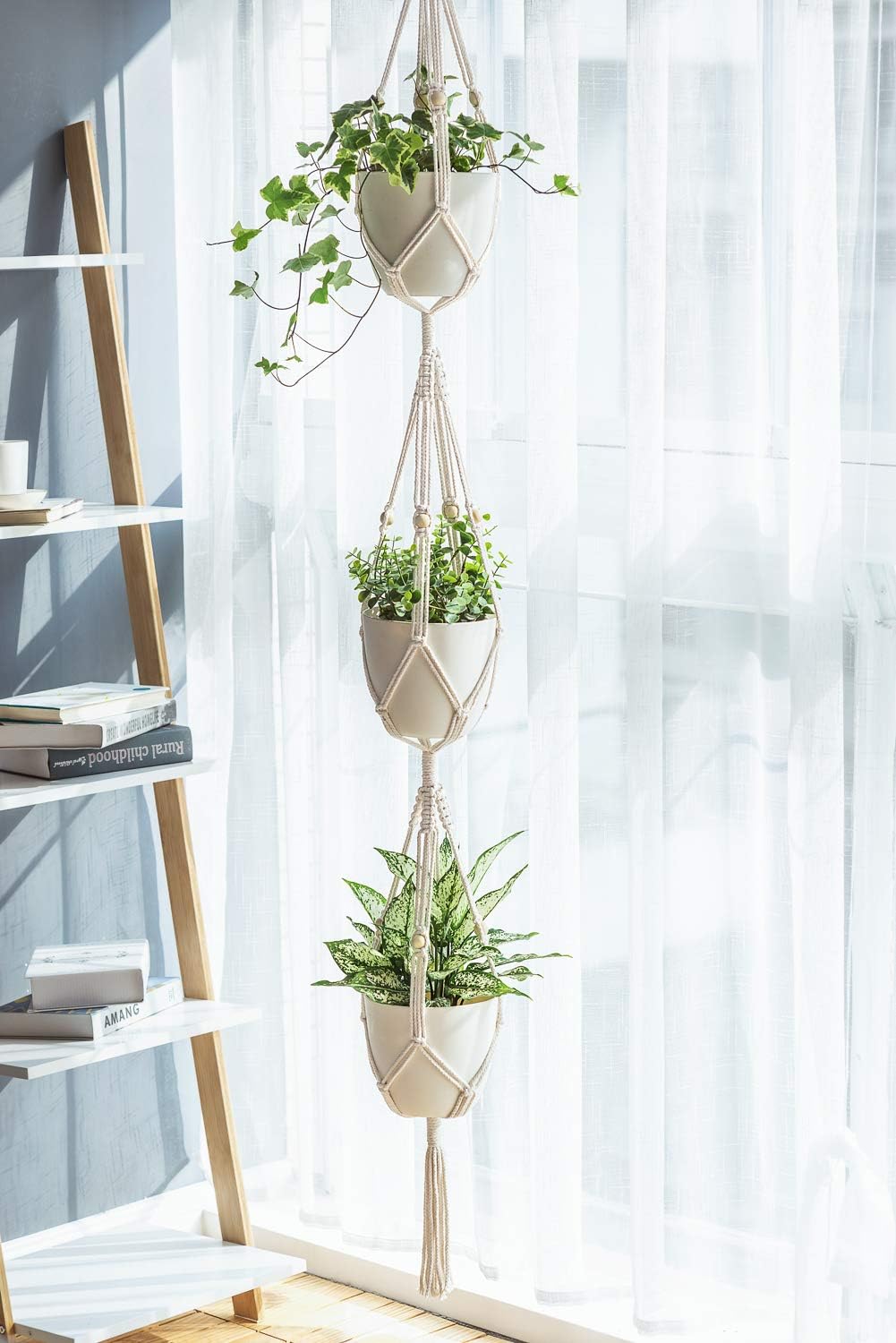 Soporte plantas colgante macramé 3 niveles 70pulg