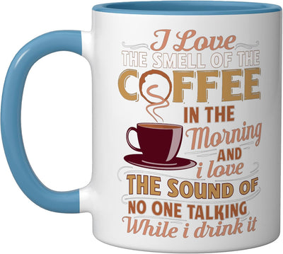 Taza Cerámica para Amantes del Café Negro Humorístico Azul/Blanco