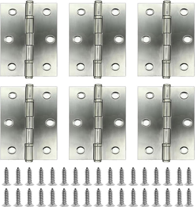 6 Bisagras Acero Inox 3x2pulg Plateadas para Puertas Ventanas